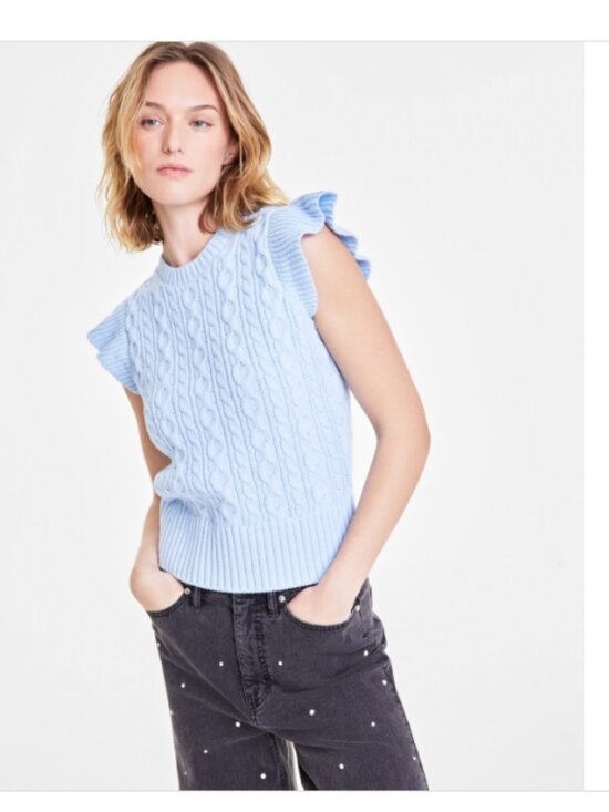 ON 34th Sweaters - On 34th Women's Cable-Knit Flutter-Sleeve Sweater  Pale Spring